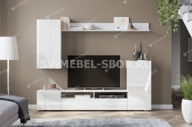 Мебель для гостиной МГС 4 (Белый/Белый глянец) в Подгорном - podgornyj.katalogmebeli.com | фото