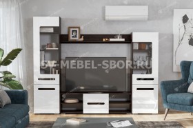 Мебель для гостиной МГС 6 (Исполнение 1/Венге/Белый глянец) в Подгорном - podgornyj.katalogmebeli.com | фото