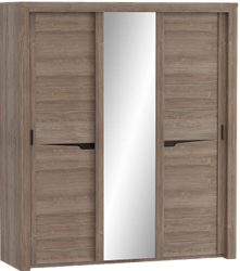 Шкаф трехдверный Соренто с раздвижными дверями Дуб стирлинг/Кофе структурный матовый в Подгорном - podgornyj.katalogmebeli.com | фото